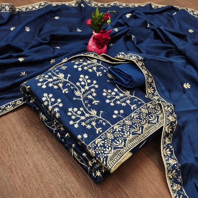 Ds By Designer Suit Vichitra Silk Dress Material Wholesale Market in Surat With Price
